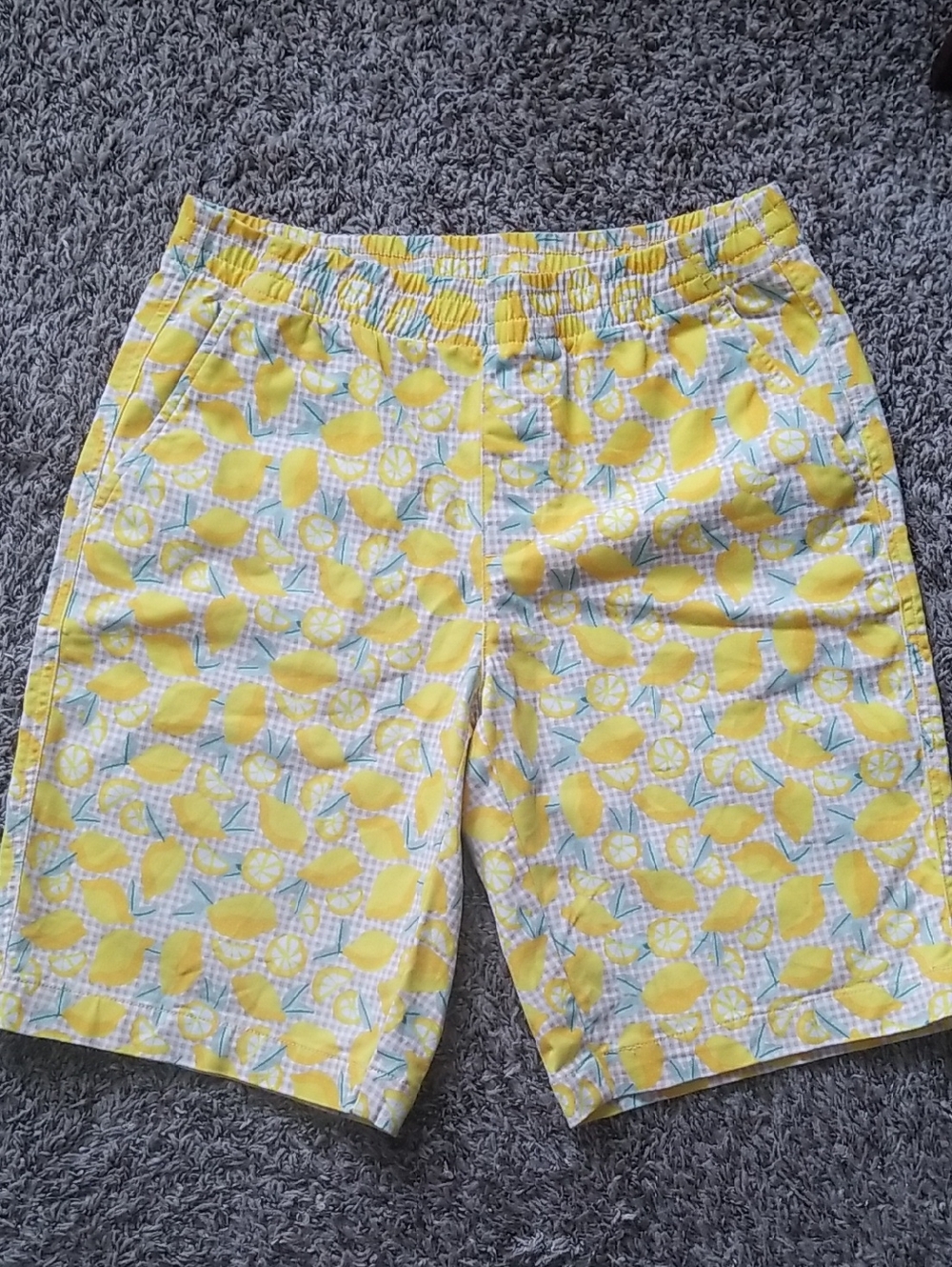 🍋Yellow Lemon Print Elastic Waist Shorts